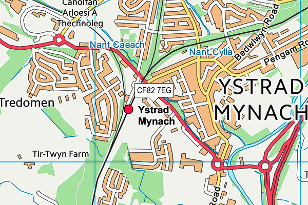 CF82 7EG map - OS VectorMap District (Ordnance Survey)