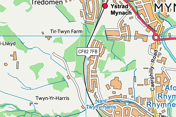 CF82 7FB map - OS VectorMap District (Ordnance Survey)