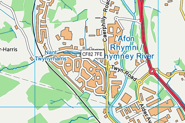 CF82 7FE map - OS VectorMap District (Ordnance Survey)