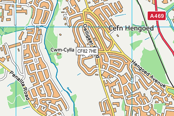 CF82 7HE map - OS VectorMap District (Ordnance Survey)
