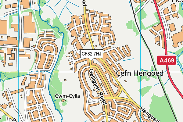 CF82 7HJ map - OS VectorMap District (Ordnance Survey)