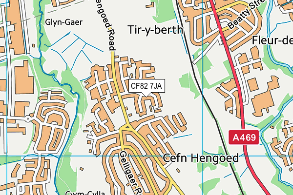 CF82 7JA map - OS VectorMap District (Ordnance Survey)