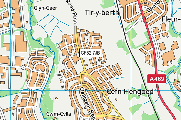 CF82 7JB map - OS VectorMap District (Ordnance Survey)