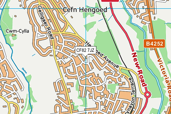 CF82 7JZ map - OS VectorMap District (Ordnance Survey)