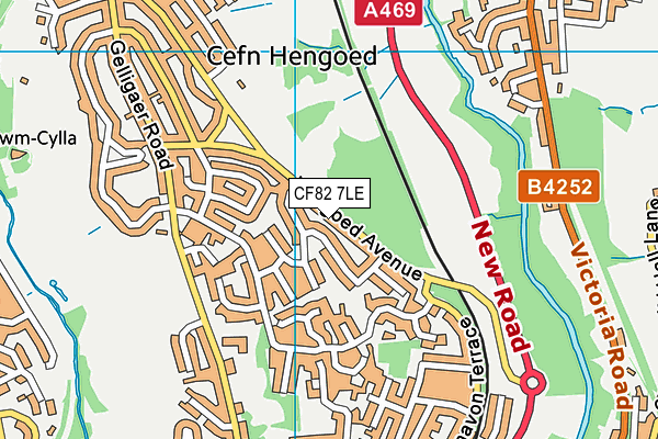 CF82 7LE map - OS VectorMap District (Ordnance Survey)