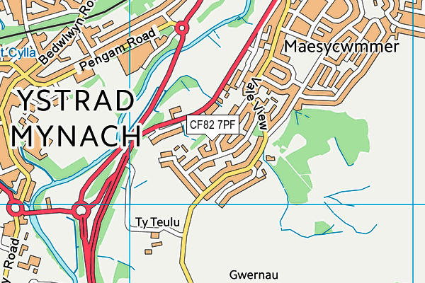 CF82 7PF map - OS VectorMap District (Ordnance Survey)