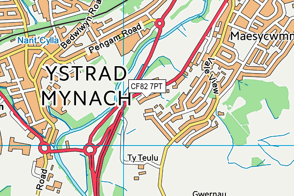 CF82 7PT map - OS VectorMap District (Ordnance Survey)