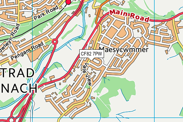 CF82 7PW map - OS VectorMap District (Ordnance Survey)