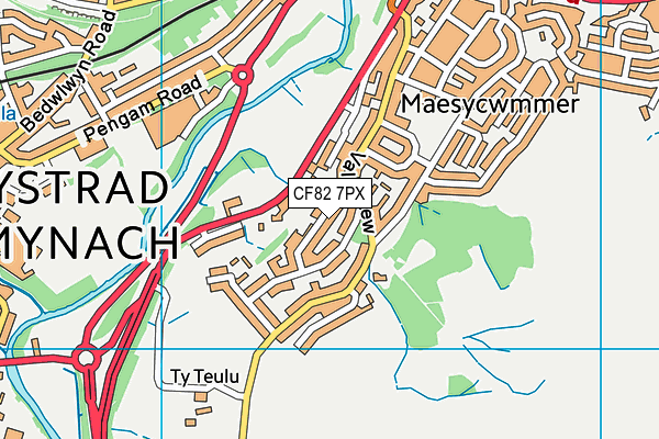 CF82 7PX map - OS VectorMap District (Ordnance Survey)