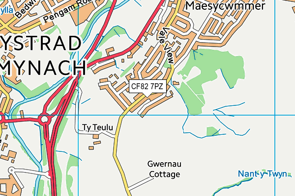 CF82 7PZ map - OS VectorMap District (Ordnance Survey)