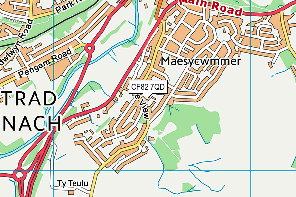 CF82 7QD map - OS VectorMap District (Ordnance Survey)