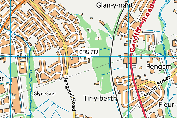 CF82 7TJ map - OS VectorMap District (Ordnance Survey)