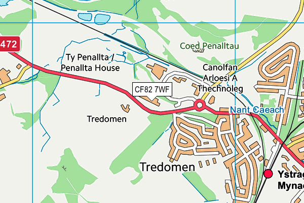 CF82 7WF map - OS VectorMap District (Ordnance Survey)