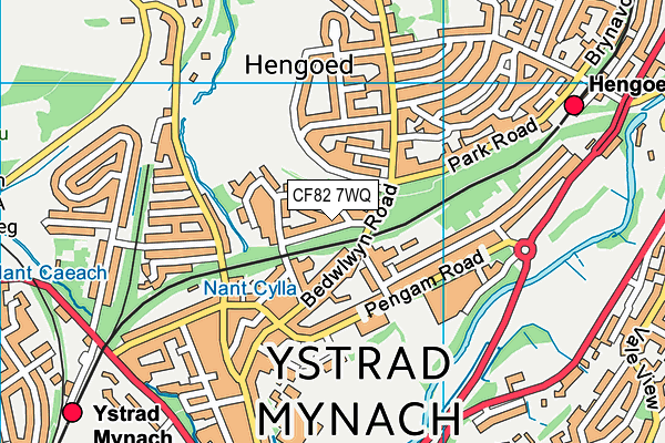 CF82 7WQ map - OS VectorMap District (Ordnance Survey)