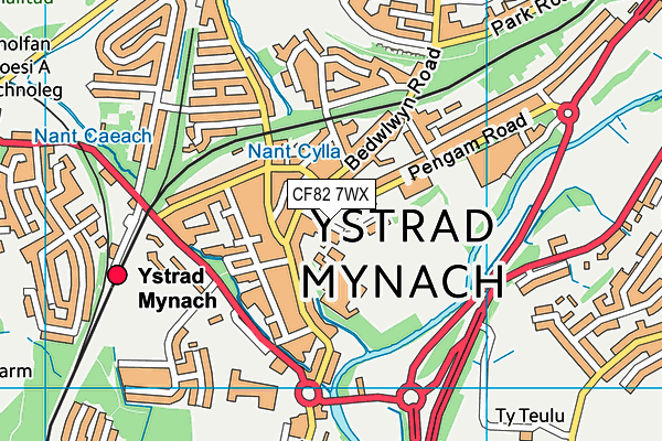 CF82 7WX map - OS VectorMap District (Ordnance Survey)