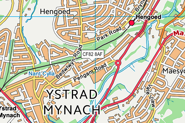 CF82 8AF map - OS VectorMap District (Ordnance Survey)