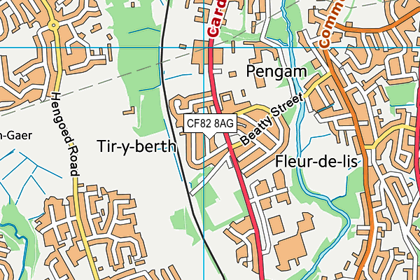 CF82 8AG map - OS VectorMap District (Ordnance Survey)