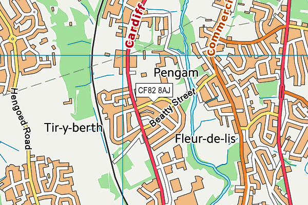 CF82 8AJ map - OS VectorMap District (Ordnance Survey)