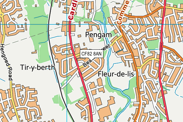 CF82 8AN map - OS VectorMap District (Ordnance Survey)