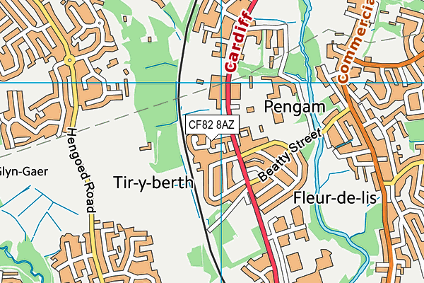 CF82 8AZ map - OS VectorMap District (Ordnance Survey)