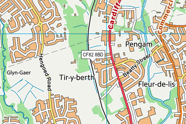 CF82 8BD map - OS VectorMap District (Ordnance Survey)