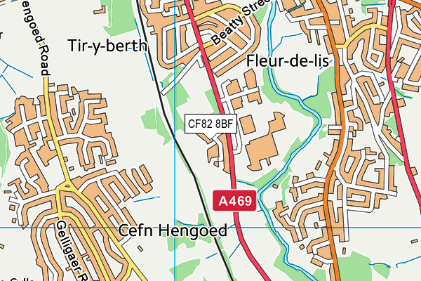 CF82 8BF map - OS VectorMap District (Ordnance Survey)