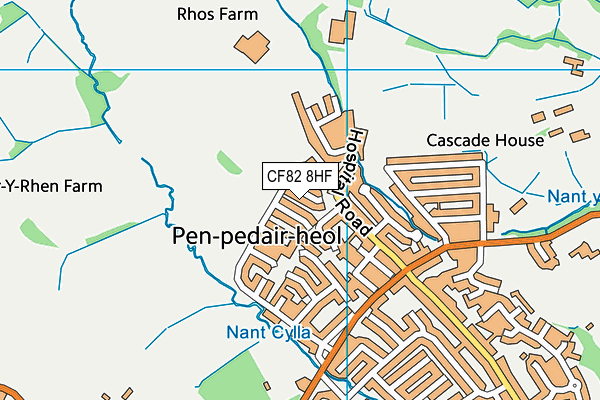 CF82 8HF map - OS VectorMap District (Ordnance Survey)