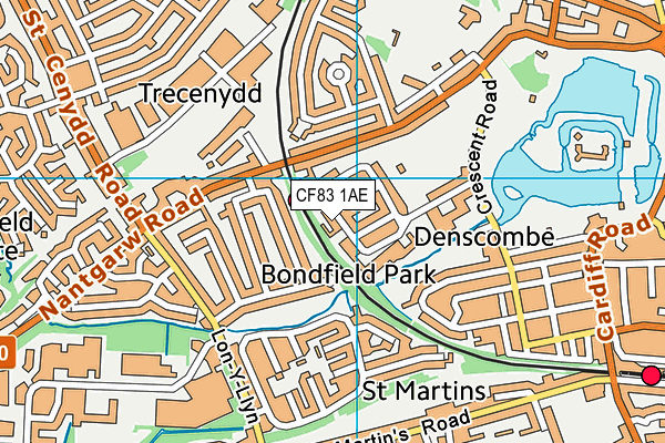 CF83 1AE map - OS VectorMap District (Ordnance Survey)