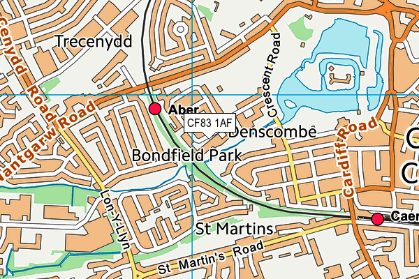 CF83 1AF map - OS VectorMap District (Ordnance Survey)