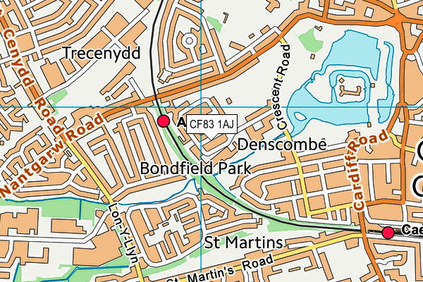 CF83 1AJ map - OS VectorMap District (Ordnance Survey)