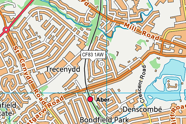 CF83 1AW map - OS VectorMap District (Ordnance Survey)