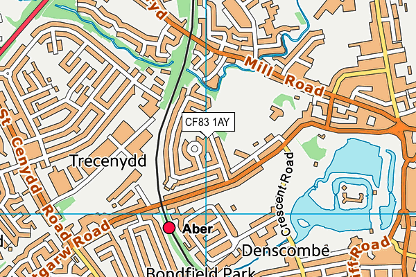 CF83 1AY map - OS VectorMap District (Ordnance Survey)