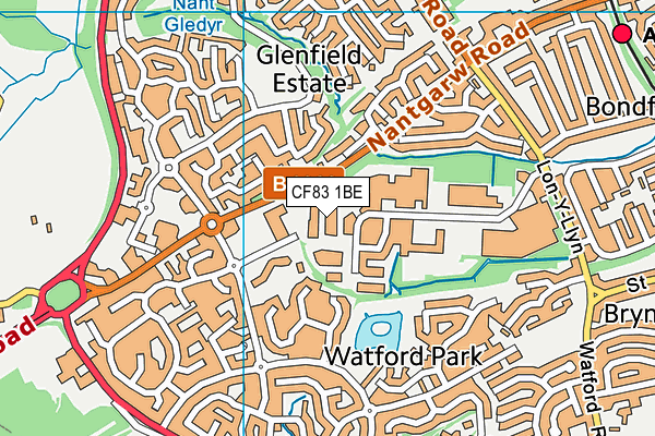 CF83 1BE map - OS VectorMap District (Ordnance Survey)