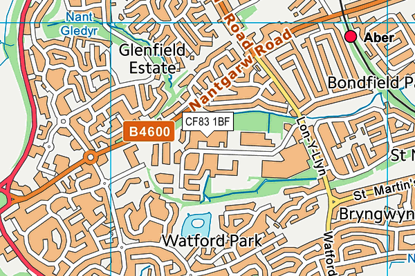 CF83 1BF map - OS VectorMap District (Ordnance Survey)