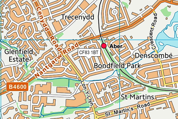 CF83 1BT map - OS VectorMap District (Ordnance Survey)