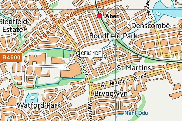 CF83 1DF map - OS VectorMap District (Ordnance Survey)