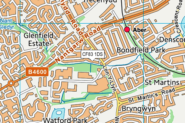 CF83 1DS map - OS VectorMap District (Ordnance Survey)