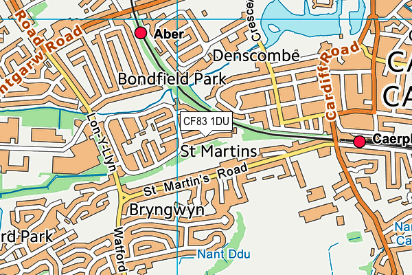 CF83 1DU map - OS VectorMap District (Ordnance Survey)