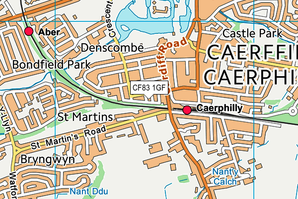 CF83 1GF map - OS VectorMap District (Ordnance Survey)