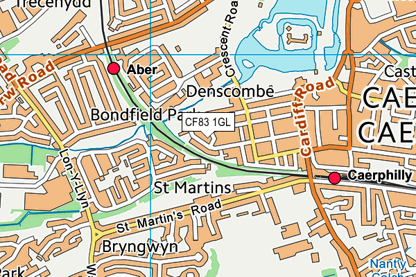 CF83 1GL map - OS VectorMap District (Ordnance Survey)