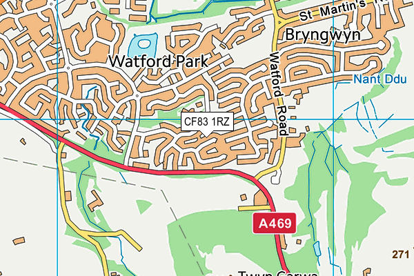 CF83 1RZ map - OS VectorMap District (Ordnance Survey)