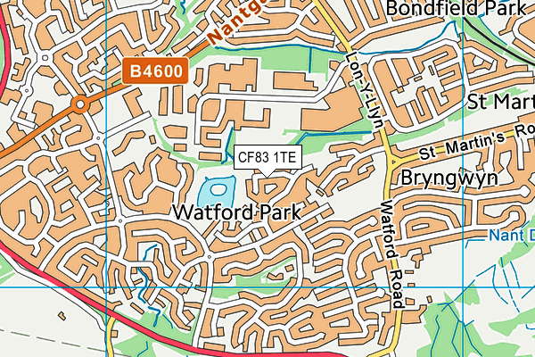 CF83 1TE map - OS VectorMap District (Ordnance Survey)
