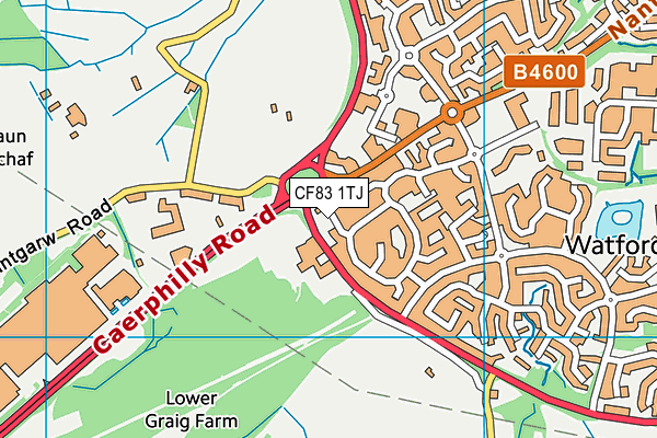 CF83 1TJ map - OS VectorMap District (Ordnance Survey)