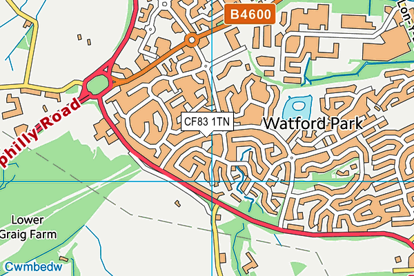 CF83 1TN map - OS VectorMap District (Ordnance Survey)