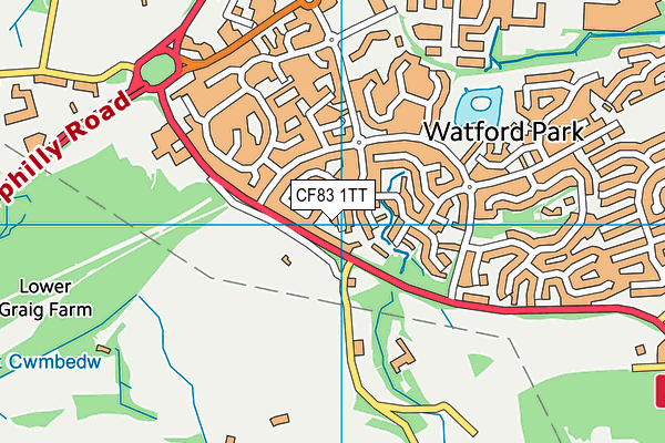 CF83 1TT map - OS VectorMap District (Ordnance Survey)