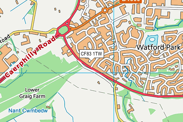 CF83 1TW map - OS VectorMap District (Ordnance Survey)