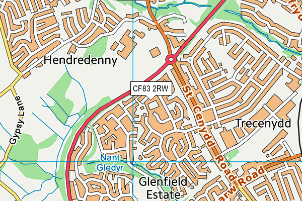 CF83 2RW map - OS VectorMap District (Ordnance Survey)