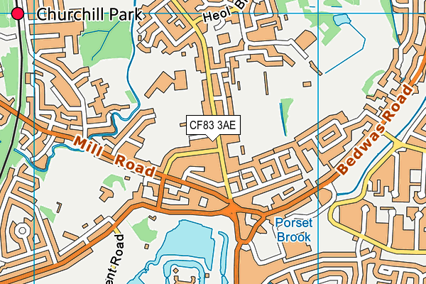 CF83 3AE map - OS VectorMap District (Ordnance Survey)