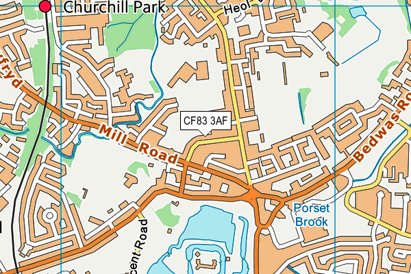 CF83 3AF map - OS VectorMap District (Ordnance Survey)