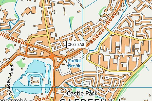 CF83 3AS map - OS VectorMap District (Ordnance Survey)